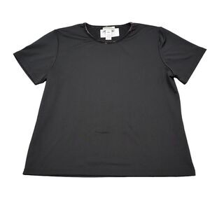 Freeport Studio Shirt Womens L Black Short Sleeve Crew Neck Pullover Top